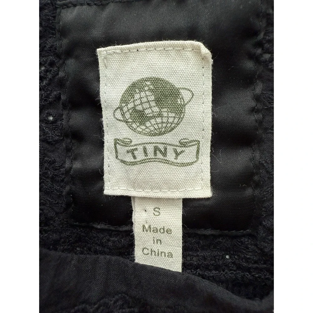 Anthropologie Black Eyelet Crotchet Blouse Womens Small Cottagecore Feminine - Picture 5 of 8